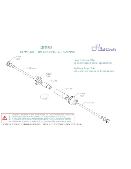 Protezioni Telaio Lightech per Triumph Street Triple 765 S R RS STETR205NER
